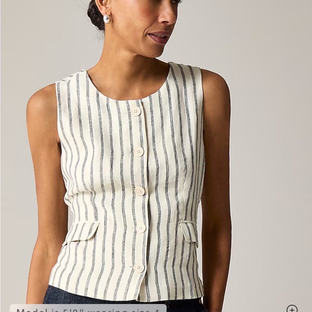 J. Crew crewneck vest in striped linen